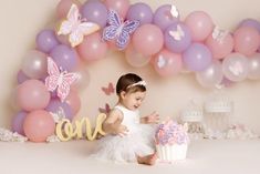 Butterfly Cake Smash Ideas, Smash Cakes Ideas, One Year Old Cake Smash Photoshoot, Pastel Cake Smash Photo Shoot, Baby Cake Smash Ideas, Cake Smash Girl Theme, Smash Cake Photoshoot Ideas, Baby Girl Cake Smash Theme