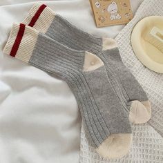 Free Size Material: Cotton Cozy Cotton Ribbed Socks, Cozy Ribbed Cotton Socks, Retro Cotton Socks For Winter, Retro Winter Cotton Socks, Soft Gray Casual Socks, Casual Soft Gray Socks, Beige Cotton Socks For Winter, Ribbed Socks For Winter Stocking Stuffers, Trendy Gray Cotton Socks