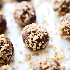 chocolate truffles with nuts and coconut flakes