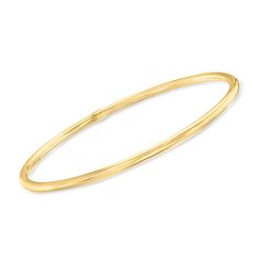 Our eBay Store About Us Contact Us Add to Favorite Sellers Ross-Simons 3mm 14kt Yellow Gold Bangle Bracelet Established in 1952, Ross-Simons brings jewelry classics into the modern era. A beauty basic. This 3mm bangle bracelet is a must for any jewelry lover. Handcrafted and set to shine in polished 14kt gold. Slip-on, 14kt yellow gold bangle bracelet. Each Ross-Simons item arrives in a fine jewelry presentation box. Shop Ross-Simons jewelry risk-free as all items include a 30-day, 100% money-back guarantee. Width: 3 mm Metal: 14kt Yellow Gold Gold Weight: 5.6 grams Finish: Polished Yellow Gold Bangle, Fine Jewelery, Gold Bangle Bracelet, Gold Bangle, Fine Jewelry Bracelets, Bracelets And Charms, To Shine, Jewelry Lover, 14kt Gold