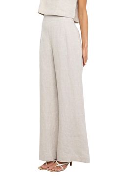 A streamlined fit through the hips gives way to a trend-savvy wide-leg silhouette in these high-waist linen pants perfect for warm weather. Hidden back-zip closure Back patch pockets Unlined 100% linen Hand wash, line dry Imported High Waisted Linen Pants, Linen Wide Leg Pants, Wide Leg Linen Pants, Back Patch, Linen Pants, Flare Pants, Warm Weather, Leg Pants, Wide Leg Pants