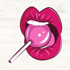 a pink lip with a magnifying glass in it