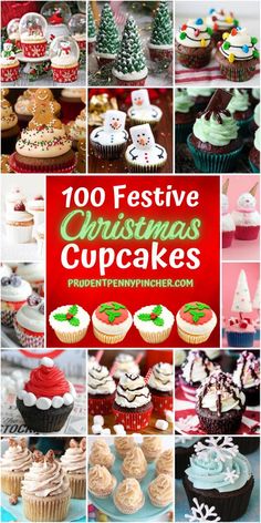 christmas cupcakes collage with the words, 100 festive christmas cupcakes