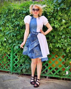 "Half and half denim linen dress. Mix linen and patchwork denim dress perfect for summer days. Half linen and half denim with patches dress with back zipper closure, very easy to dress and undress. Your favorite dress, so versatile that it can be worn for parties too and also be part of your daily wear and all your street styles! Feel empowered, unique and outstanding with our brand new denim designs! TEYXO is fighting for empowerment and these new styles are from the brand new collection \"Empo Women Cotton Dress, Patch Dress, Feel Empowered, Denim Maxi Dress, Jean Dress, Patchwork Denim, Resort Dresses, Half And Half, Patchwork Jeans