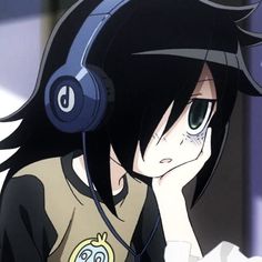 an anime character with headphones on