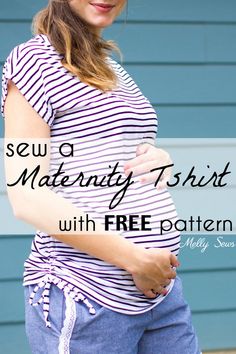 a pregnant woman with the text sew maternity t - shirt with free pattern