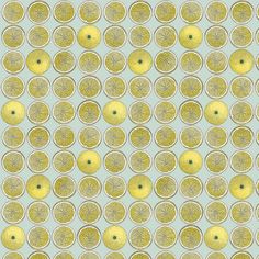 a yellow and blue background with circles in the shape of lemons on top of each other