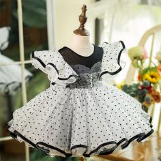 Cheap Polka Dot Dresses With Ruffles, Flower Girl Dresses Knee Length, Party Dress For Girls, Polka Dot Style, Birthday Princess Dress, Toddler Princess Dress, Baby Birthday Dress, Girls Birthday Party Dress, Baby Girl Princess Dresses