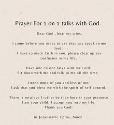 prayer for one 1 on 1 talks with god, dear god, hear my cries