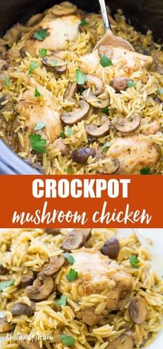 crockpot mushroom chicken is an easy and delicious dinner that's ready in under 30 minutes