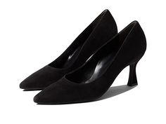 Paul Green Nadine Pump - High Heels : Black Suede : Be it your workplace or casual outings, the Paul Green Nadine Pump Heels. Leather upper, lining, and insole. Slip-on style for easy on/off. Pointy toe. Flared stiletto heel. Synthetic outsole. Imported. Measurements: Heel Height: 3 in Weight: 8 oz Product measurements were taken using size AT 6.5 (US Women's 9), width M. Please note that measurements may vary by size. Weight of footwear is based on a single item, not a pair. Please Note: When y Fitted Heels With Leather Sole For Work, Office Heels With Textured Sole And Closed Toe, Classic Suede Court Shoes For Office, Casual Court Shoes With Leather Sole For Work, Casual Court Shoes For Work With Branded Insole, Classic Suede Court Shoes For Work, Formal Closed Toe Heels With Textured Sole, Casual Almond Toe Court Shoes For Work, Business Court Shoes With Reinforced Heel For Fall