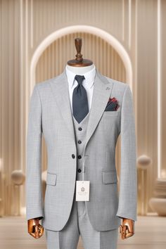 *We are proud to offer a wide range of high-quality men's suits. Each piece is carefully crafted to offer you the best possible experience, whether it's for casual wear or corporate business wear. *This suit delivers luxury. Made with only the finest fabrics, it will create a look of elegance and luxury you'll be proud to wear anywhere. *Each suit exudes the characteristics of its owner. Whether it's the sophisticated and modern style or the powerful and adventurous look, each and every suit is Single Breasted Tuxedo For Business Meetings, Single-breasted Tuxedo For Business Meetings, Single Breasted Tuxedo For Business, Classic Notch Lapel Sets For Business Meetings, Gray Groom's Suit, Notch Lapel Three-piece Suit For Business Casual, Gray Three-piece Suit For Semi-formal Occasions, Classic Business Sets With Custom Fit, Classic Business Sets Custom Fit