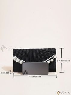 Bird in Bag - Luxurious Pleated Satin Clutch Bag with Pearl Embellishment – Elegant Diamond Evening Handbag and Bridal Purse for Sophisticated Women. Ideal for Weddings, Formal Affairs, and Proms. Elegant Embellished Clutch For Banquet, Elegant Embellished Bags For Banquets, Elegant Embellished Bag For Banquet, Elegant Embellished Bags For Banquet, Elegant Handheld Clutch For Banquets, Elegant Handheld Clutch For Banquet, Elegant Rectangular Bag For Banquet, Elegant Rectangular Bags For Banquet, Sophisticated Women