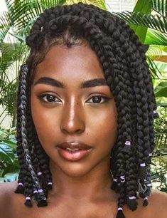 Short Bob Braids Black Women, Box Braid Bob, Shorts Braids, Bob Box Braids, Short Bob Braids, Blonde Box Braids