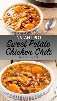 instant pot sweet potato chicken chili in a bowl