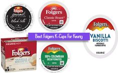 four different flavors of yogurt are shown with the words folgers on them