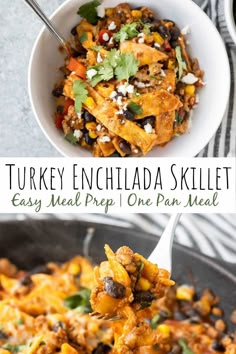 this turkey enchilada skillet is easy to make and tastes just as good as it looks