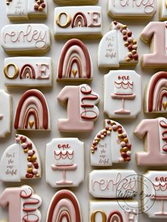 decorated cookies are arranged in the shape of numbers