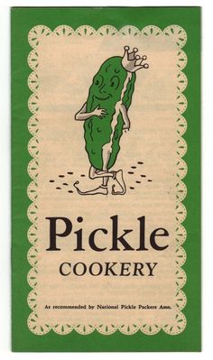 the pickle cookey cookbook is shown in green and white with an image of a