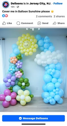 balloons are arranged in the shape of a letter