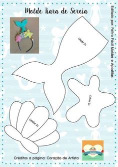 the paper crafting pattern for a mermaid tail and starfish headband with flowers on it