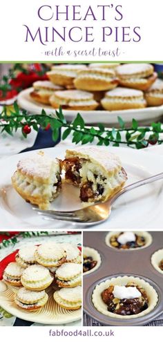 a collage of images showing pastries and desserts with text overlay that reads great's mince pies with a great twist