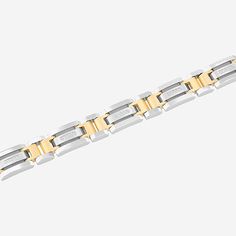 Clean and subdued, this link bracelet features two-toned stainless steel and rows of white diamonds. Perfect for pairing with a crisp button-up or classing up a favorite tee.Features: Quick ShipDiamond Clarity: I2-I3Jewelry Closure: Fold Over ClaspLink Construction: SolidSetting: ProngStone Cut: RoundDiamond Color: H-IMetal Color: Two ToneChain Length: 8 1/2 InchChain Width: 11.75 MillimetersRounded Carat Weight: 1/7 Ct. T.w.Chain Construction: LinkCare: Wipe CleanStone Type: 35 Natural DiamondB White Link Bracelet With Solid Construction, Modern White Bracelets With Solid Link Construction, White Stainless Steel Formal Bracelets, Formal White Stainless Steel Bracelets, Bracelets Chain, Link Chain Bracelet, Chain Bracelets, Diamond Clarity, Fold Over