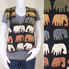 90s Soho Campagnie Elephant Hippie Vest NWT Large to XL 90s Hippie, Embroidered Elephant, Elephant Pattern, Red And Yellow, Baggy Jeans, Fashion Stylist