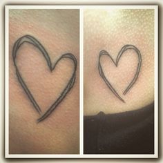 two tattoos that have hearts on them