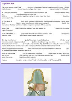 the captain cook worksheet is shown in purple and blue with an image of a chair