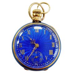 Tiffany & Co. Vintage 18 Karat Blue Enamel Pendant Watch, Watch does run watch and case are both signed enamel is pristine, watch is 29 mm This is a real nice piece, watch shows sign of wear on the outer case. Luxury Blue Watches For Evening, Luxury Blue Evening Watch, Formal Blue Chronometer Watch, Formal Blue Watch With Metal Dial, Timeless Blue Watch Accessories For Formal Occasions, Timeless Blue Watch Accessories For Formal Wear, Timeless Blue Watches For Formal Occasions, Vintage Blue Chronometer Watch, Vintage Blue Watch Accessories As Gift