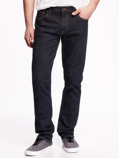 Skinny Built-In Flex Jeans For Men | Old Navy Straight Leg Dark Wash Jeans For Everyday, Casual Dark Wash Jeans With Button Zip Fly, Dark Wash Straight Leg Jeans For Everyday, Everyday Straight Leg Dark Wash Jeans, Washed Black Denim Jeans With Patch Pockets, Black Denim Jeans With Patch Pockets, Casual Rigid Denim Jeans With Button Zip Fly, Casual Rigid Denim Jeans With Zip Fly, Urban Dark Wash Jeans With Hip Pockets