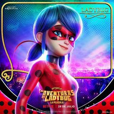 an animated character with blue hair and makeup in the movie's poster for ladybug