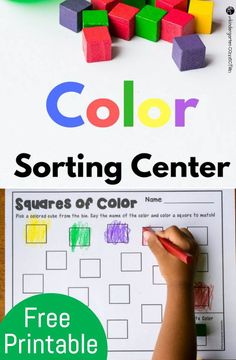 the color sorting center is an easy way to learn colors with this free printable activity