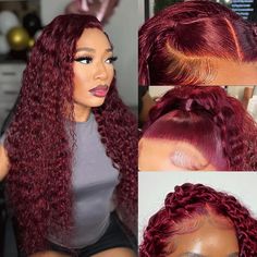 PRICES MAY VARY. 【Burgundy Lace Front Wig Material】: 100% Brazilian Virgin human Hair burgundy lace front wigs human hair material was cut from one donor , full cuticle aligned, bouncy, soft and healthy. Can be dyed, permed, straighten restyled as your own Hair. 【Water Wave Lace Front Wigs Human Hair】: Red Wig, Beautiful and Fashion, Make You Charming and Elegant, We Use Plant Extracts to Dye the Hair, More Natural and Healthy, 99J Red Lace Front Wigs, Can Be Straightened, Colored and Restyled a Dyed Red Hair, Lace Front Wigs Human Hair, Curly Lace Front Wigs, Red Wigs, Deep Curly, Burgundy Hair, Wigs Human Hair, Burgundy Lace, Cap Hair