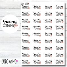 grocery shopping planner stickers with the words grocery shopping and an american flag on it