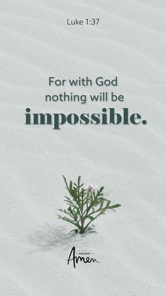 an image of a plant with the words for with god nothing will be impossibleble