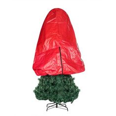 a christmas tree with a red cover on it