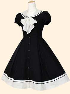 Buy Retro Navy Collar Bowknot School Lolita Short Sleeve Dress on Lolitain.com. Choose your perfect classic lolita dress, gothic lolita dress, and more. Regular discounts up to 50% off. German Dress, Wigs Cosplay, Dress Design Sketches, Baby Frocks Designs, School Dresses, Frock Design, Pink Outfits, Lolita Dress, Gothic Lolita