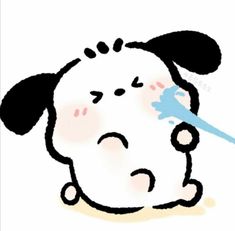 a drawing of a dog with a toothbrush in it's mouth and nose