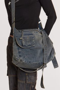 Stellar Denim Messenger Bag Cross Body Handbags Denim, Denim Purses And Bags Old Jeans Custom, Denim Messenger Bag, Denim Cargo, Jaded London, Jeans Bag, Cargo Pocket, Bag Light, Denim Bag