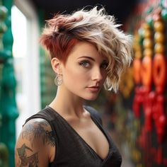 37 Cute And Easy To DoShort Messy haircuts For 2023 Wild Pixie Haircut, Pho Hawk Hair For Women, Short Hairstyles For Women In 40s, Choppy Messy Short Hair, Short Rocker Hair, Asymmetrical Pixie Edgy, Short Funky Hairstyles, Short Messy Hairstyles, Hair Highlights Curly Hair