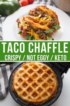 taco chaffle crispy / not egg / keto waffles on a plate