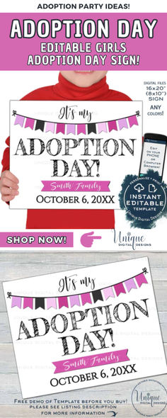 an advertisement for the adoption day event