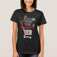 Black Cotton T-shirt For Holidays, Christmas Black Graphic Tee T-shirt, Matching Family T Shirts, Team Mom, Christmas Fashion, Christmas Tshirts