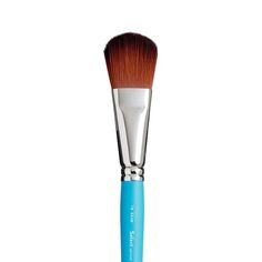 a blue and white makeup brush on a white background