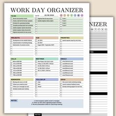 the work day organizer printable