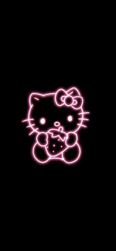 a hello kitty wallpaper with pink neon lights