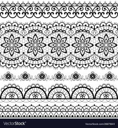 a set of black and white laces ornament patterns on a white background