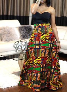 "Stunning patch print African Maxi Skirt for women. Vibrant and elegant ankara skirt style. A maxi skirt sure to be a conversation starter! Versatile styling options, pairs with virtually any color. A great option for special occasion African Fashion. African Long Skirts, African Fashion for Women, Ankara Long Skirts. ---------------------- DETAILS 2 Pockets Fabric - African Print Cotton fabric Length - Approx 44 inches Model wears Medium Care Instructions: Machine Wash Cold or Hand wash separat African Skirts For Women Ankara, African Long Skirts, Style A Maxi Skirt, Ankara Skirt Styles, African Maxi Skirt, Ankara Skirts, African Print Skirt, African Skirts, Best African Dresses